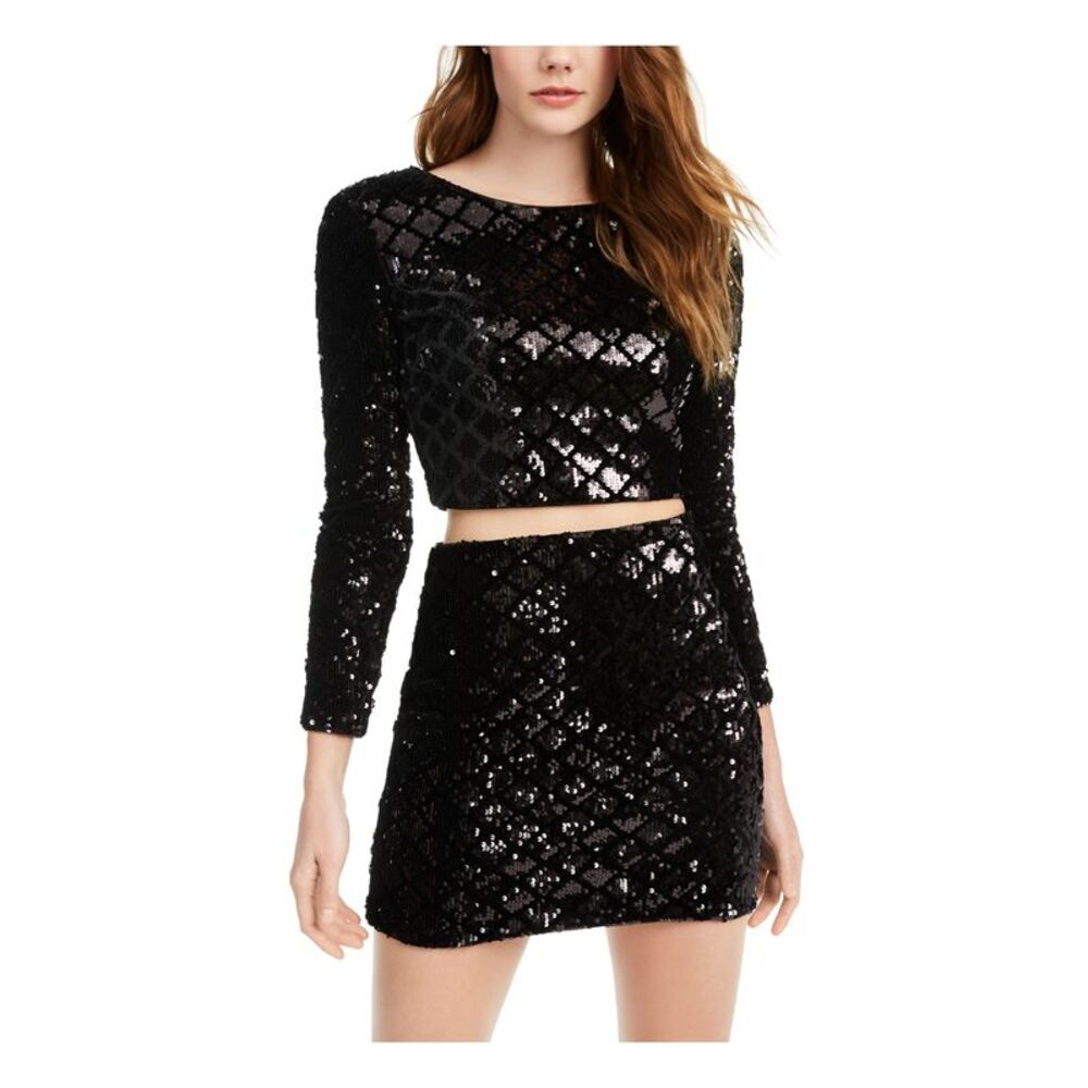 NWT CRYSTAL DOLLS Womens Skirt Black Sequined Cocktail Juniors 5